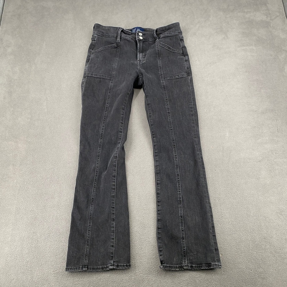 Gap Universal Baby Boot Jeans Black High Rise Seam Front 8/29S Short